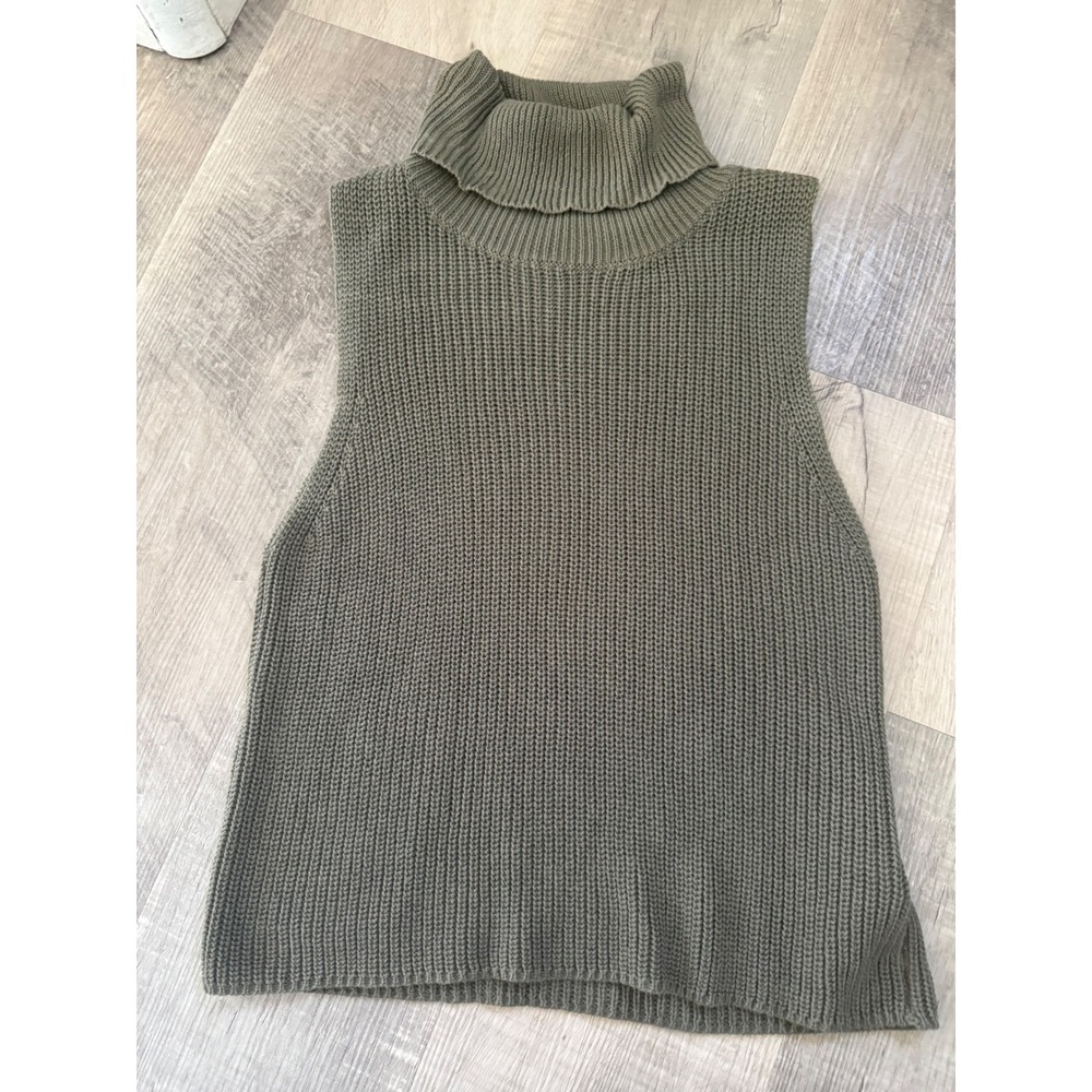 Lelis Collection Olive Green Sleeveless Turtleneck Knit Vest - Size M